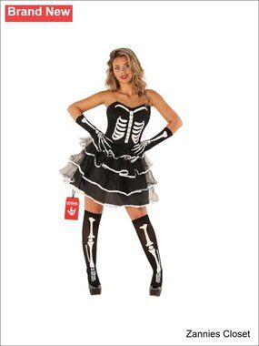 👻 Skeleton Tutu Dress Halloween Costume Women Gloves Stockings